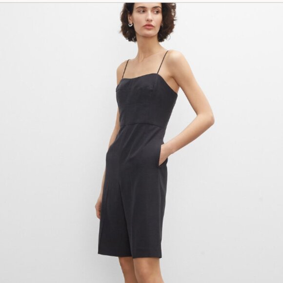 Club Monaco Corset Romper Lycoell Linen Black Minimalist Modern Classic LBD NWT
